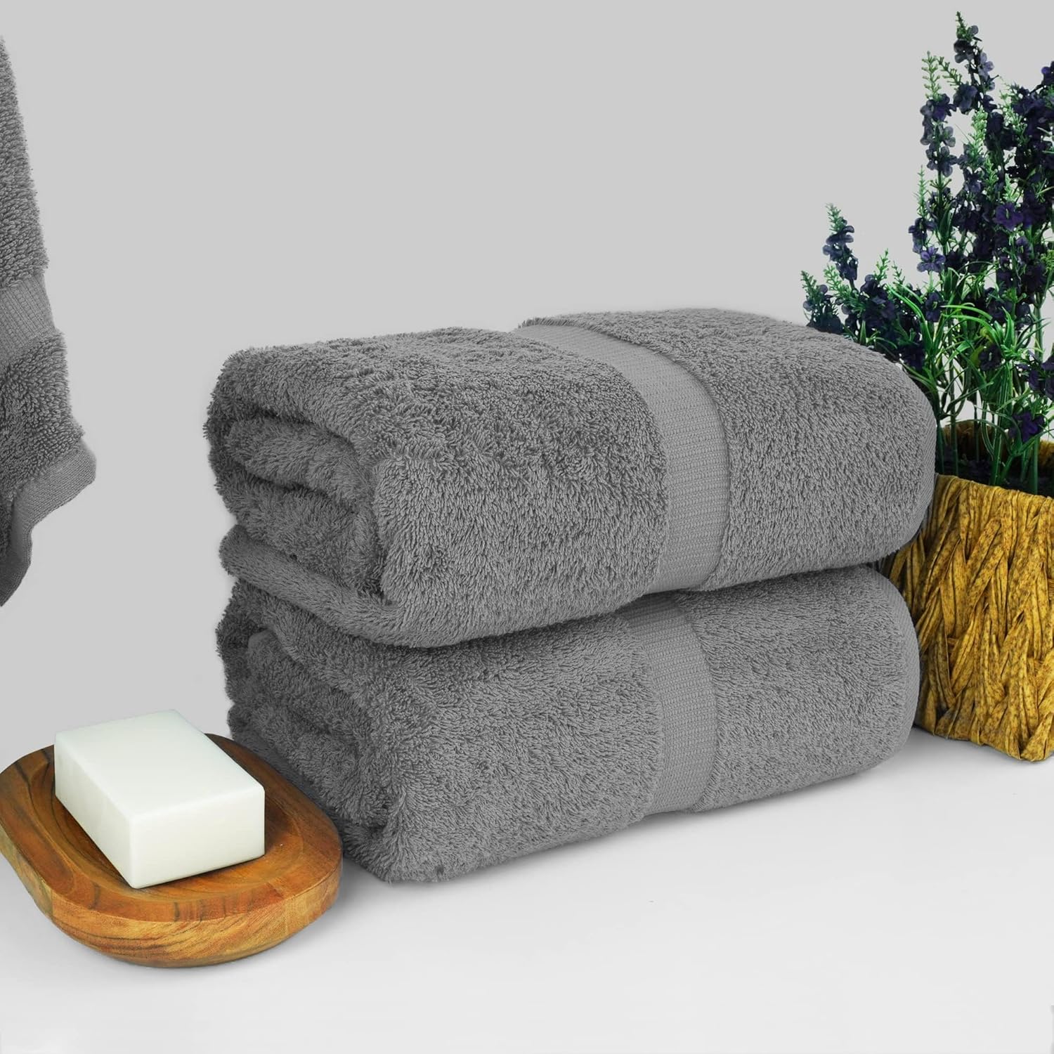 Detalle de Chakir Turkish Linens 100% Cotton Premium Bath Sheets (35"x70" - Gray)