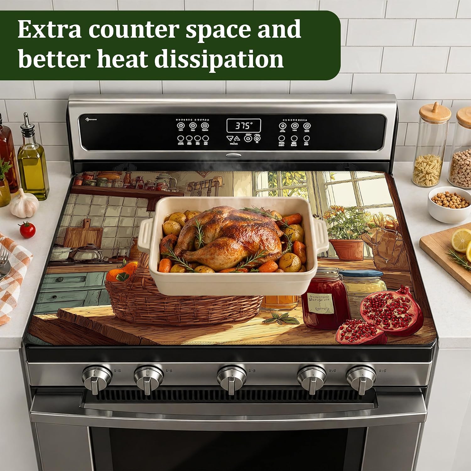 Thumbnail 5 de Qvvhorx QVV-SC-123 Stove Top Cover, 28.5" × 20.5", Farmhouse Print