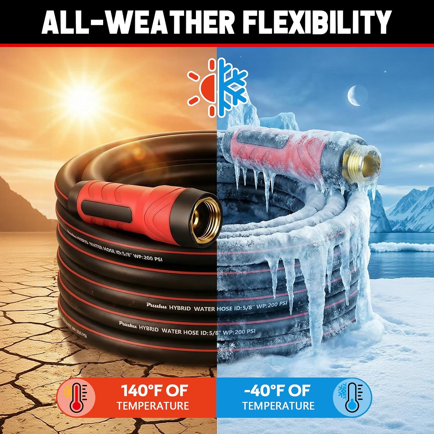 Detalle 2 de PUUKU 50 ft x 5/8" Garden Hose, Flexible Hybrid with Swivel Handle