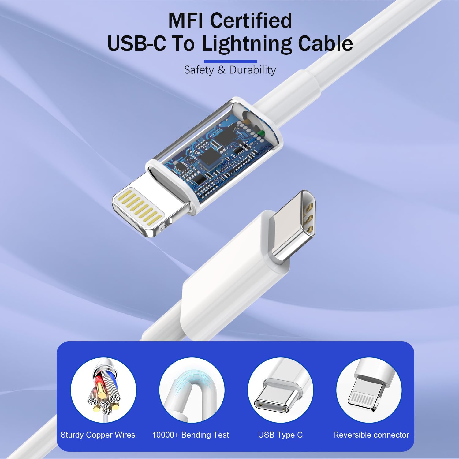 Thumbnail 3 de Fast Charger iPhone 6FT USB‑C to Lightning 3Pack