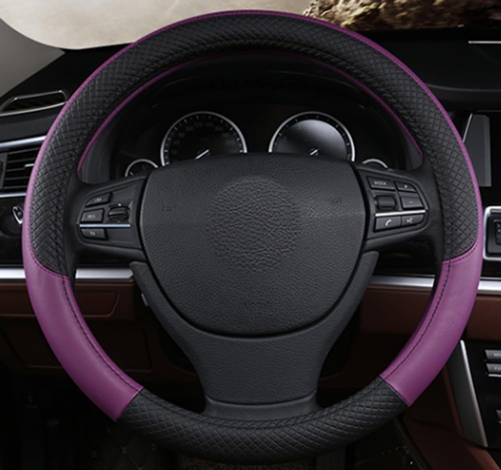 Detalle de Microfibre Leather Steering Wheel Cover Purple