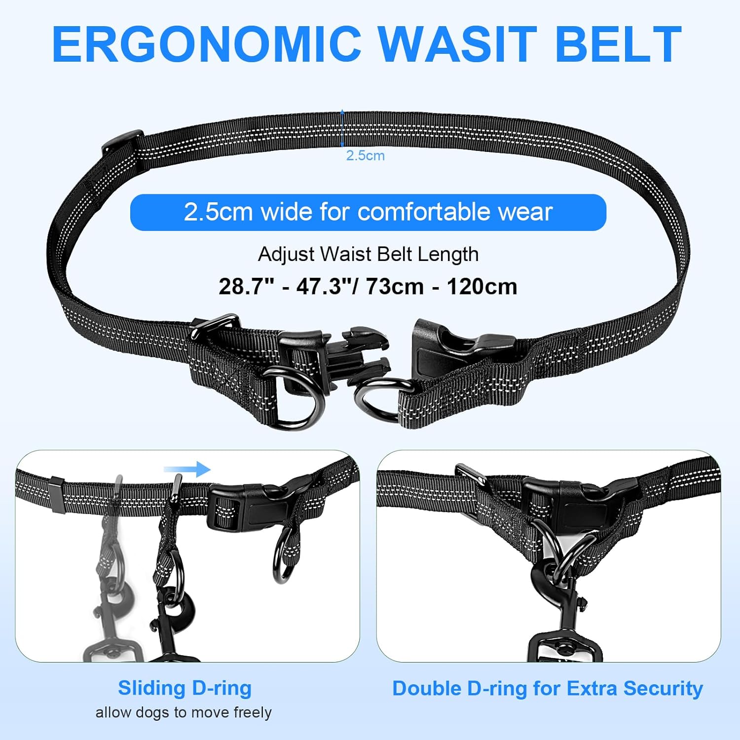Thumbnail 3 de Philorn Hands Free Dog Lead with Adjustable Waist Belt for Medium to Large Dogs
