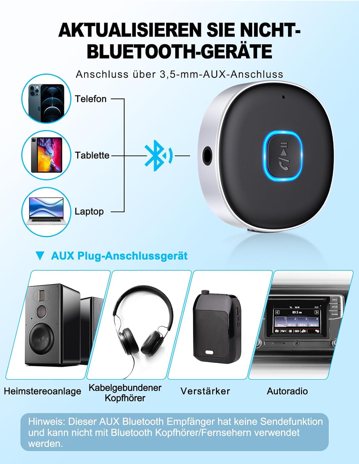 Thumbnail 2 de Mohard AUX Bluetooth Adapter 16 Stunden