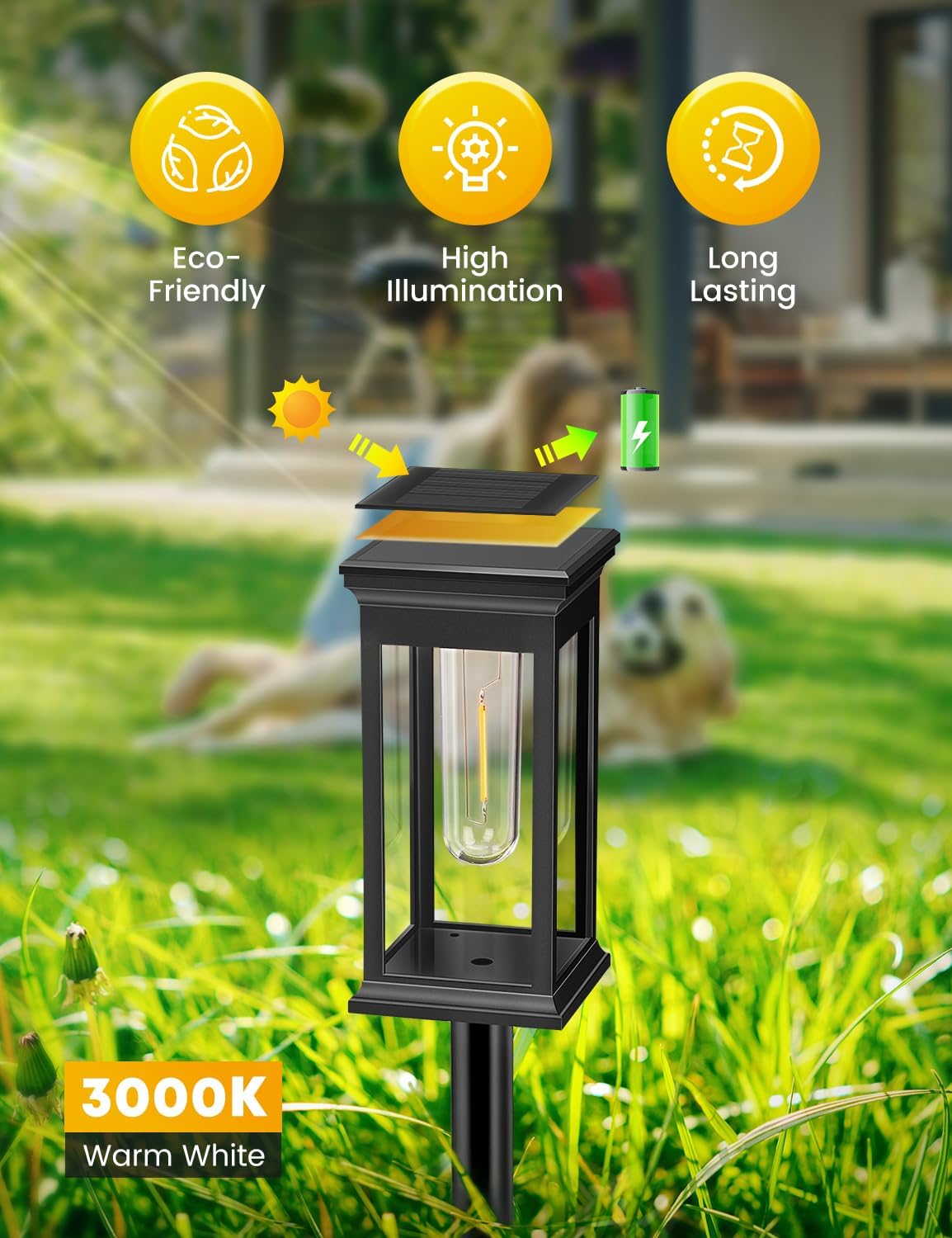 Thumbnail 1 de VIIIVA Solar Garden Lights Outdoor (4-Pack) – Warm White, IP65, Auto On/Off