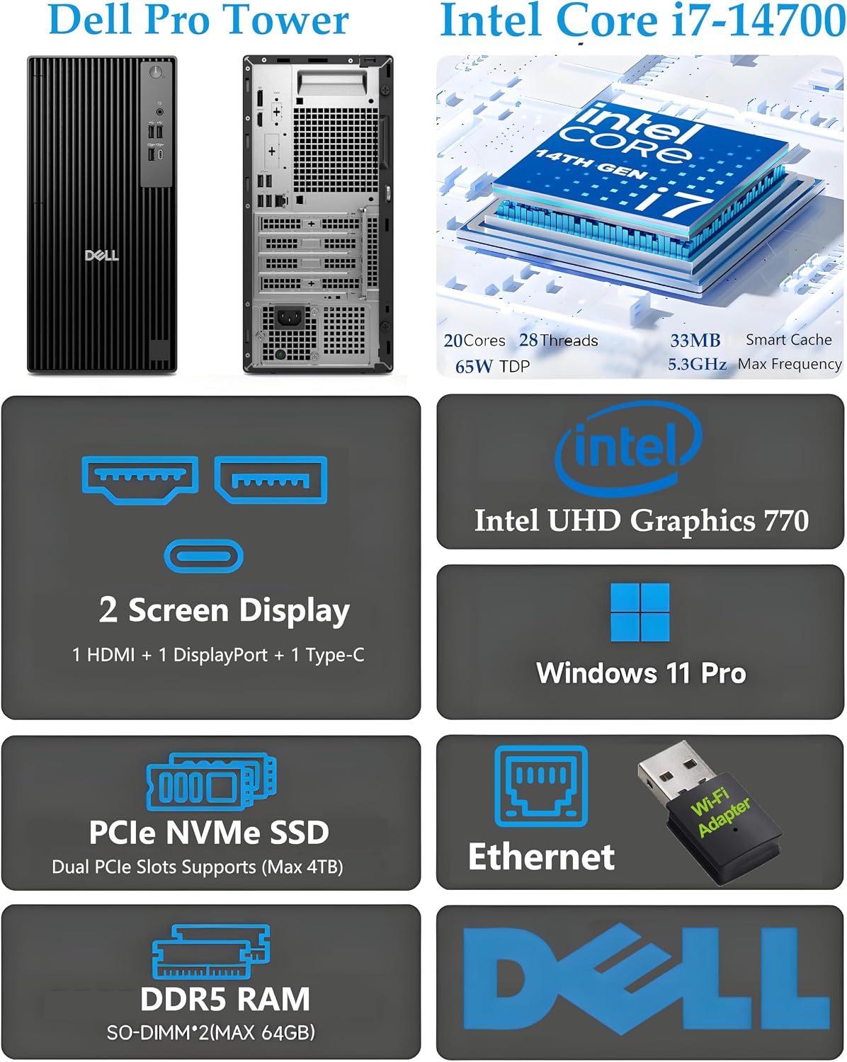 Detalle 2 de Dell Pro Tower Desktop with Intel Core i7-14700