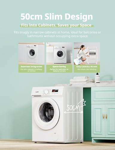 Detalle de COMFEE' 9kg Washing Machine with Energy Class A and BLDC Inverter Motor – Slim White
