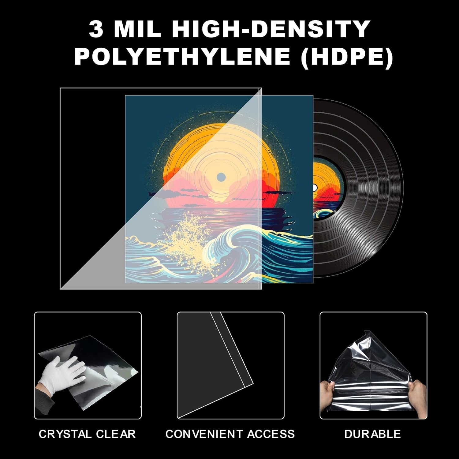 Thumbnail 2 de CARDARCHIVER 120 Pack Vinyl Record Sleeves Outer (12.75" x 12.75", 3 Mil) for 12" LPs
