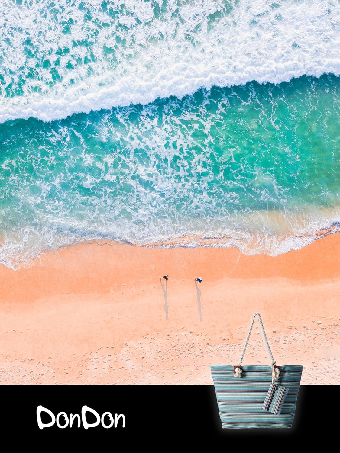 Thumbnail 6 de DonDon Große Strandtasche XXL mit Reißverschluss – vielseitige Umhängetasche für Strand, Urlaub & Alltag