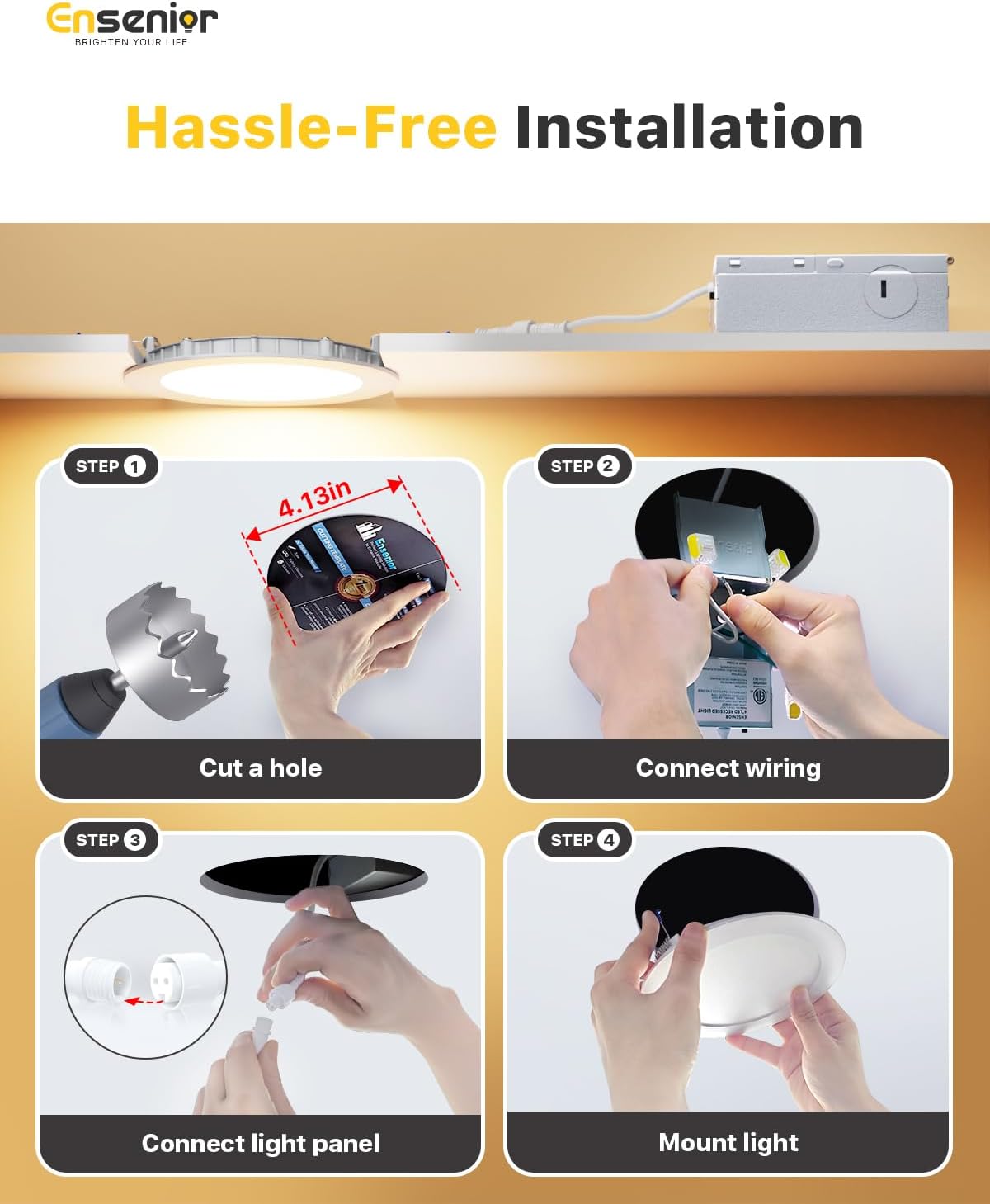 Detalle 1 de Ensenior 4-Inch Canless LED Recessed Lights