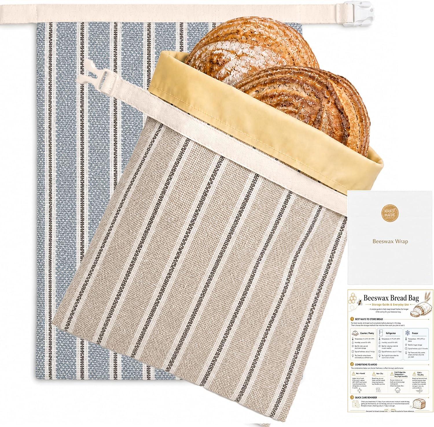 Detalle de Reusable Beeswax Bread Bags, XL