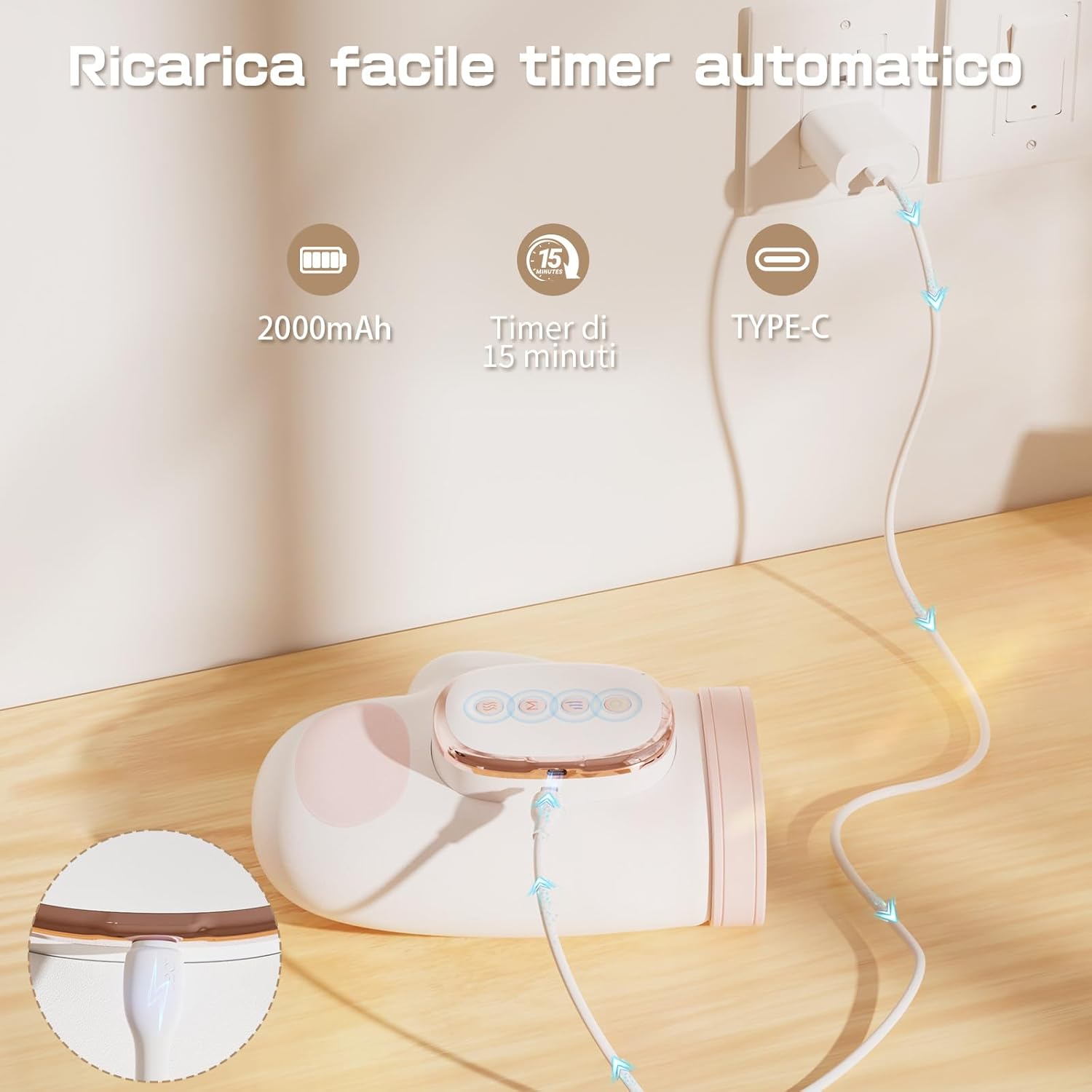 Thumbnail 5 de Masseur Électrique pour les Mains Prisag — Chauffage et Pression Airbag pour soulager poignet (Rose), 3 Modes, 5 Intensités