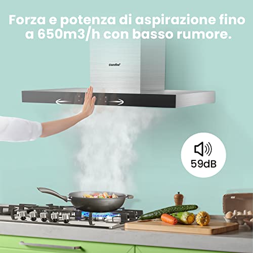 Thumbnail 2 de COMFEE Cappa Aspirante 90 cm, 650 m³/h, Gesture Control e Motore BLDC – Acciaio