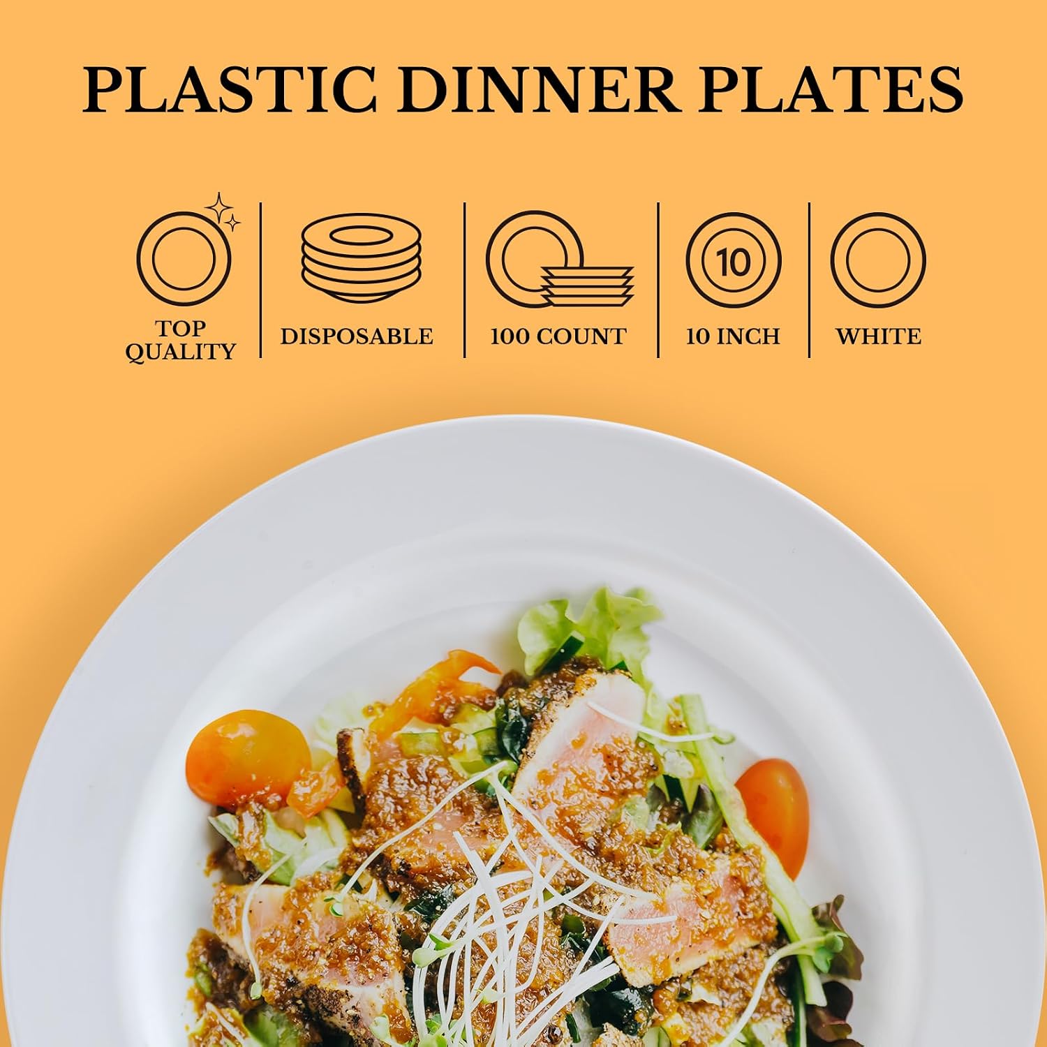 Detalle 2 de FOCUSLINE 100 Count White 10-Inch Heavy-Duty Plastic Plates