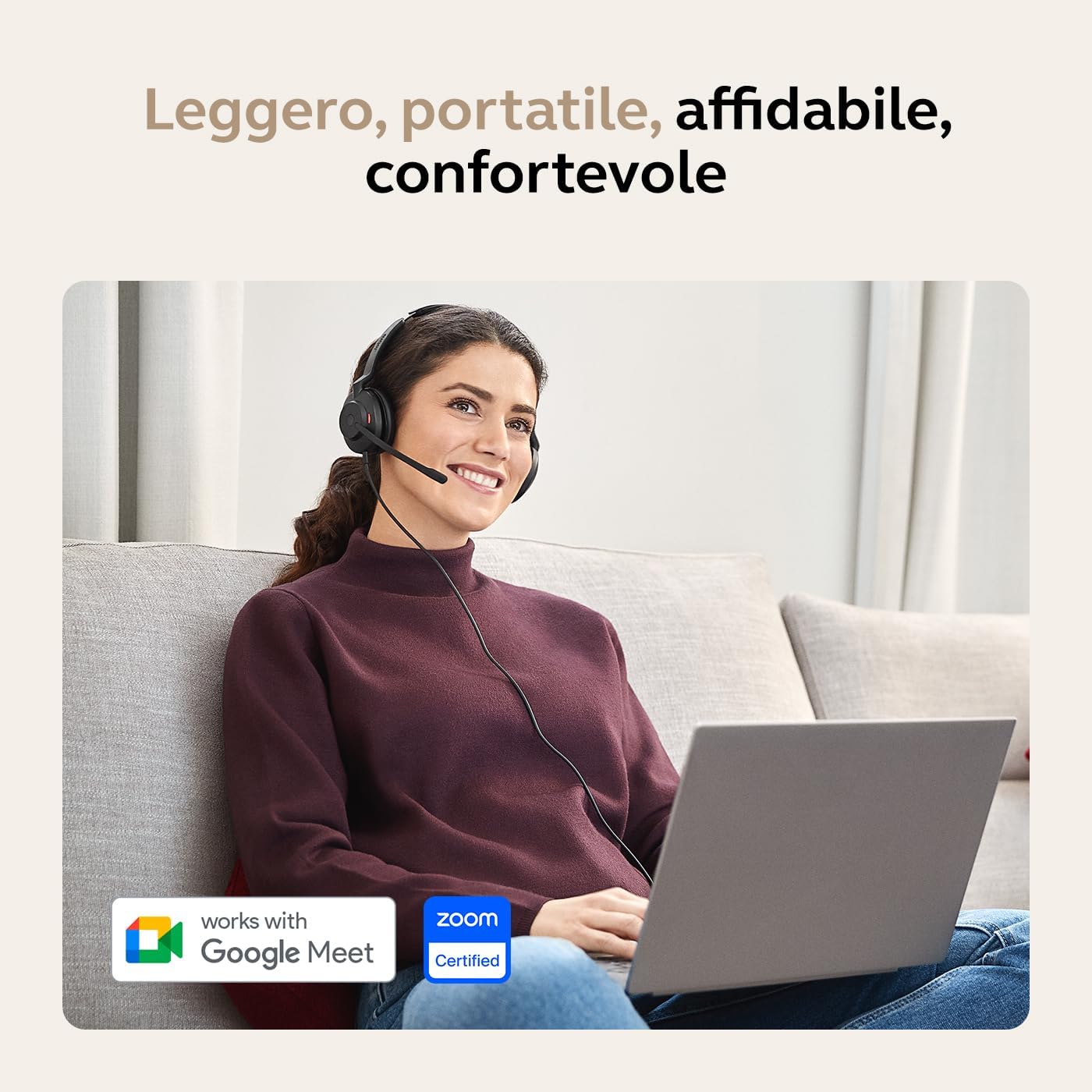 Detalle 2 de Jabra Evolve2 30 SE: Cuffie Stereo USB-A MS con cancellazione rumore, indicatore occupato e custodia morbida