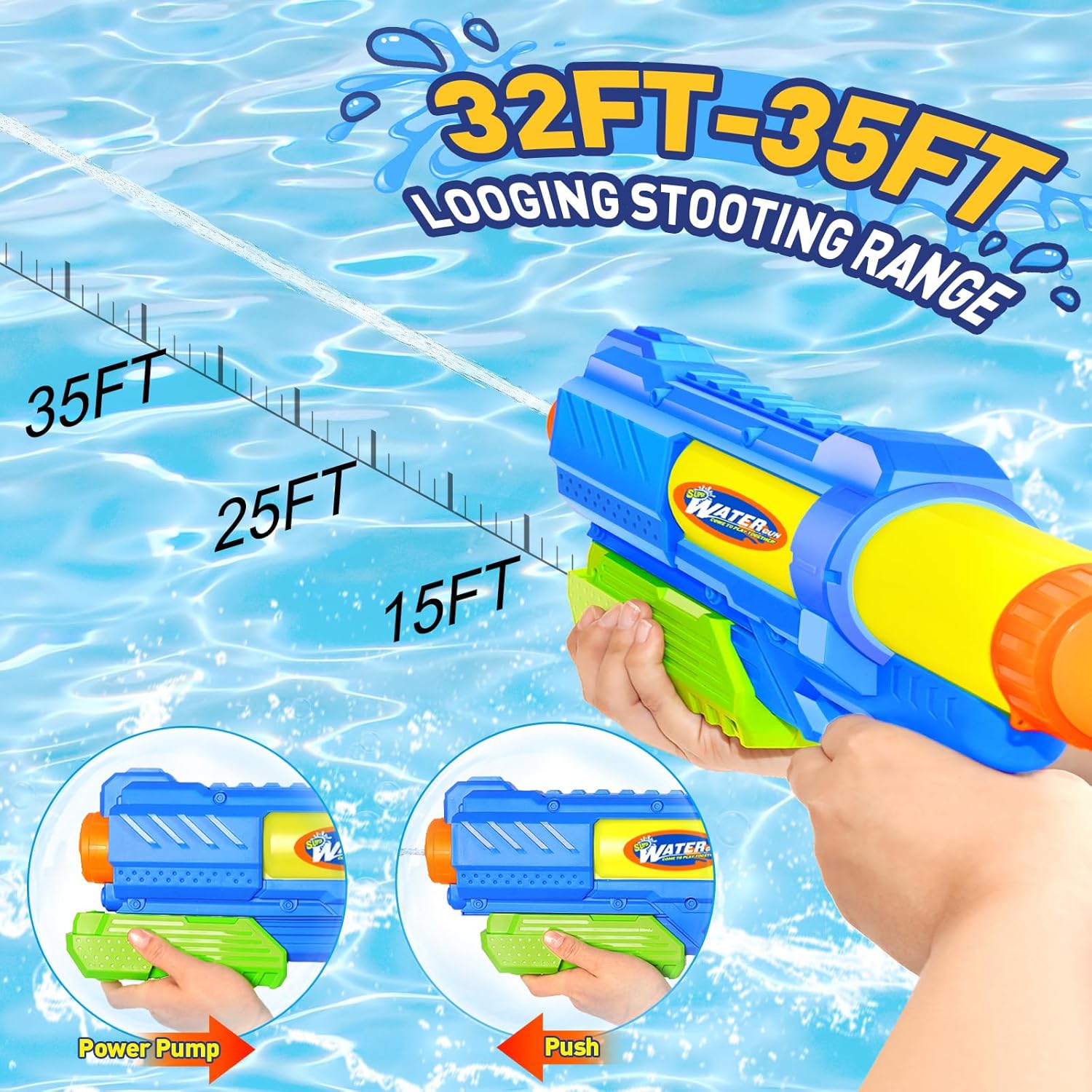 Thumbnail 4 de Super Water Gun for Kids & Adults: 2 Pack (1200CC) with Long Range Blaster
