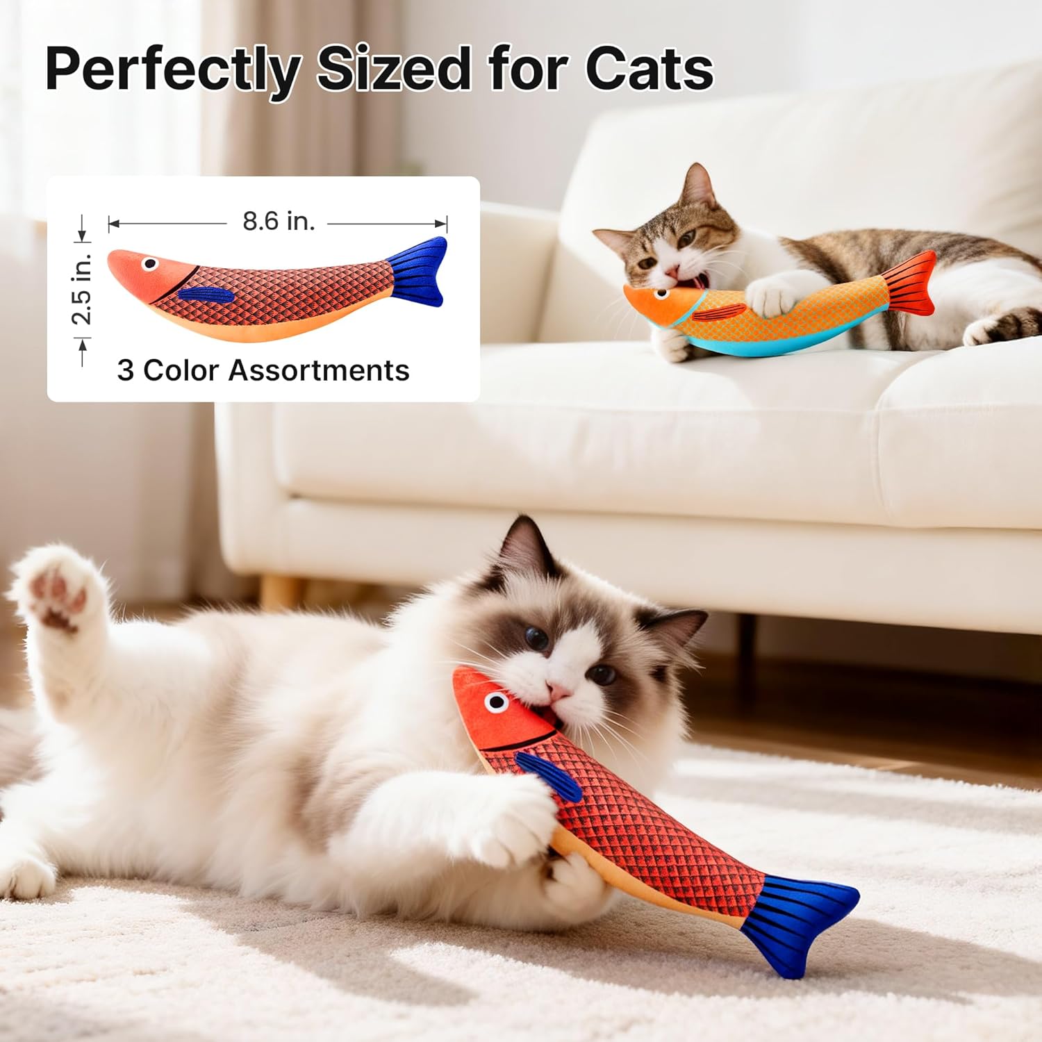 Thumbnail 4 de Potaroma Cat Toys Saury Fish 9.4 in Cat Toy 🐱