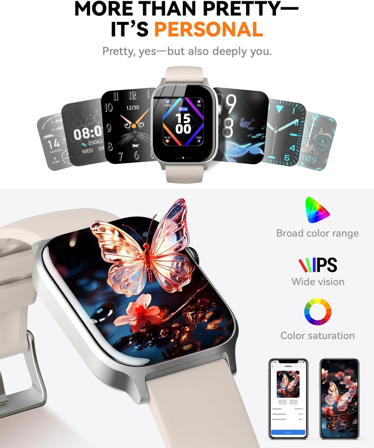 Detalle de Smart Watch for Men & Women (2024) with Bluetooth Calling, IP68 Fitness Tracker – Silver, 1.83in