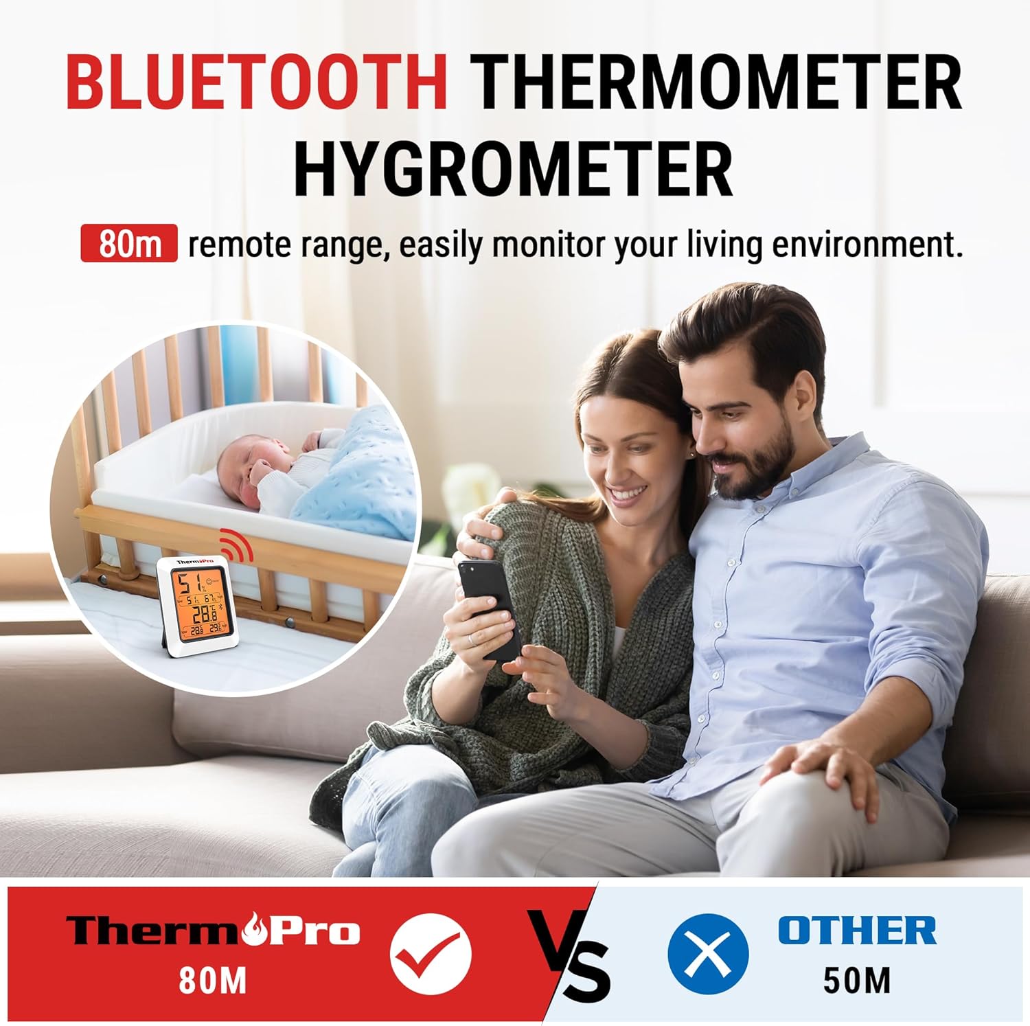 Thumbnail 2 de ThermoPro TP350 Bluetooth Raumthermometer & Hygrometer mit App-Datenexport