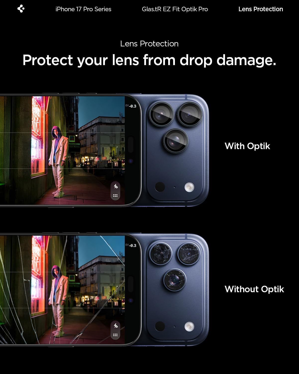 Thumbnail 4 de Spigen Glas.tR EZ Fit Optik Pro Protection caméra pour iPhone (2 pièces) – Bleu intense