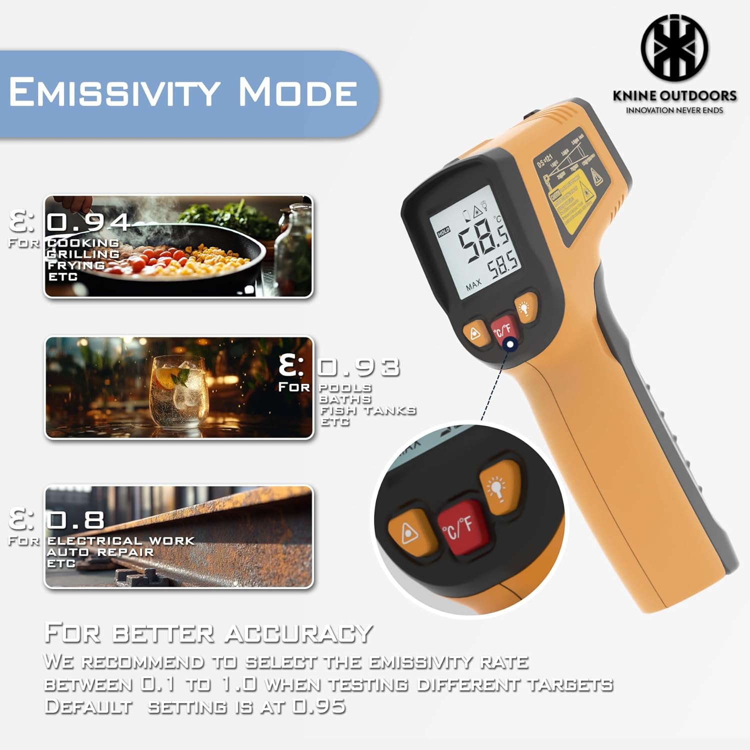 Detalle 2 de KNINE OUTDOORS Infrared Thermometer 1112°F