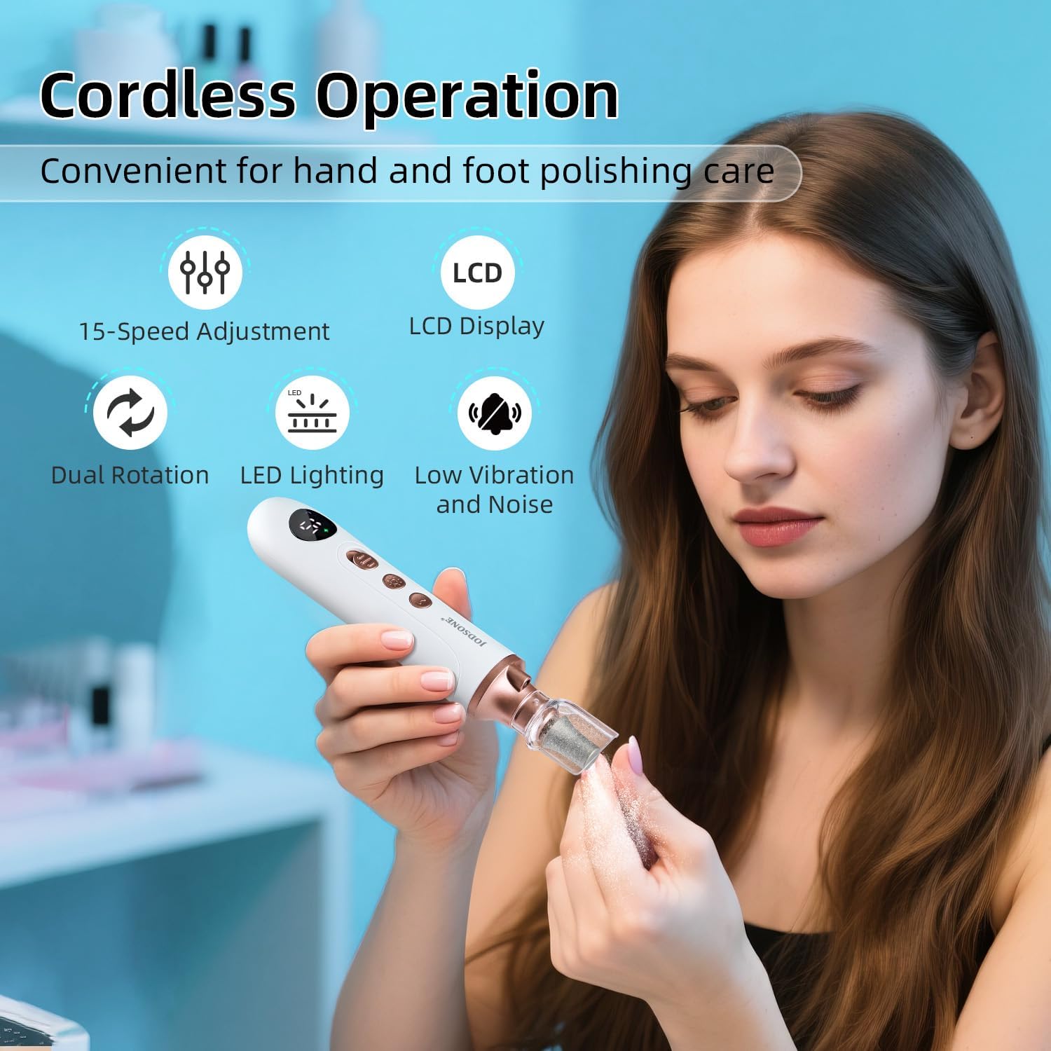 Thumbnail 4 de JODSONE Lima Elettrica per Piedi 2 in 1, senza fili, 15 velocità fino a 4500RPM