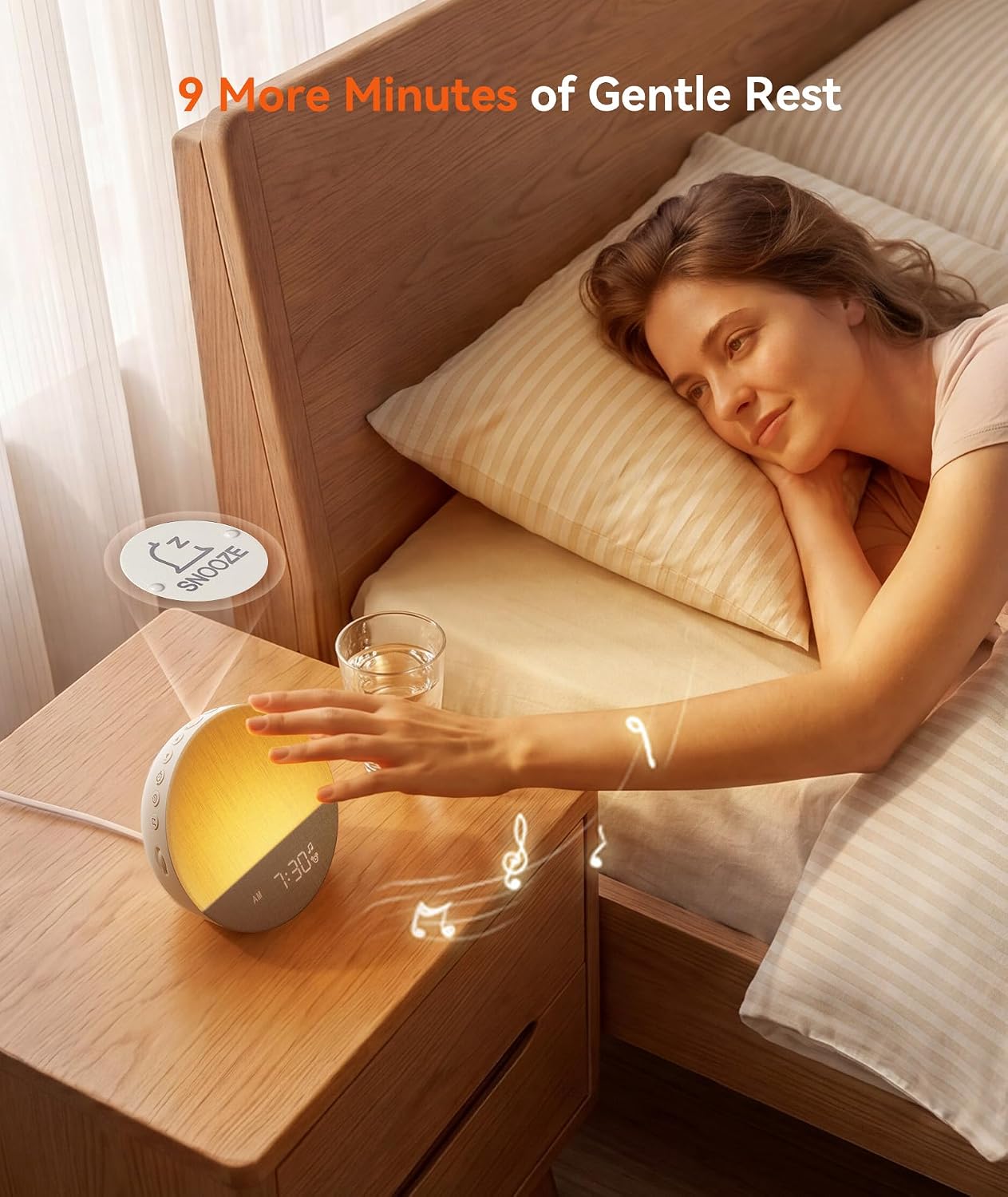 Detalle de Dreamegg Sunrise 1 HFD-W26 Classic White Sunrise Alarm Clock with 29 Sounds