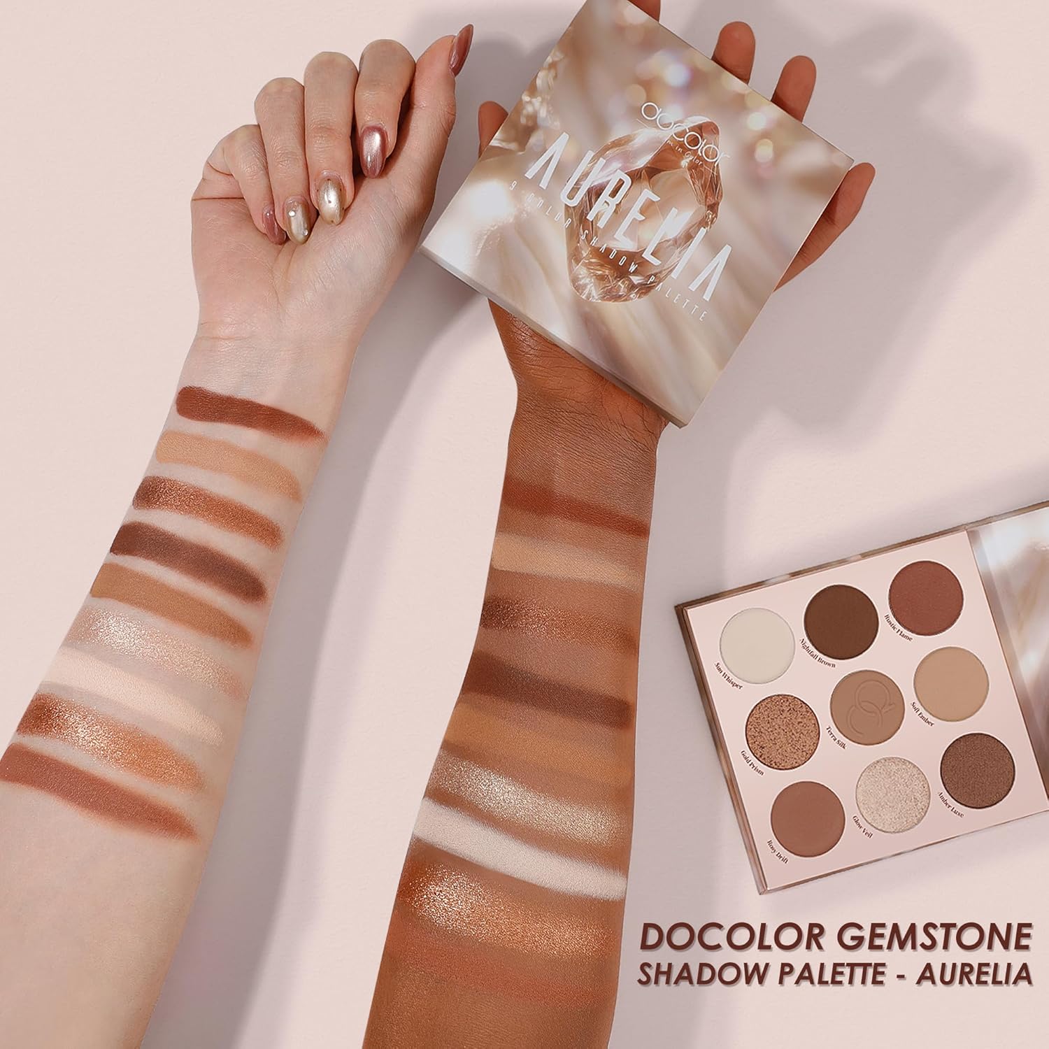 Detalle de docolor Nude Lidschatten Palette „Velours-Matte“ (9 Farben) – wasserfest, vegan