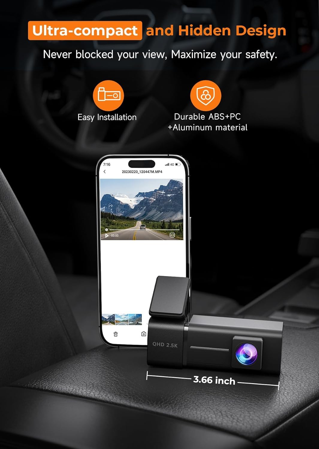 Thumbnail 4 de Dash Cam Front WiFi 2.5K 1440P Car Camera