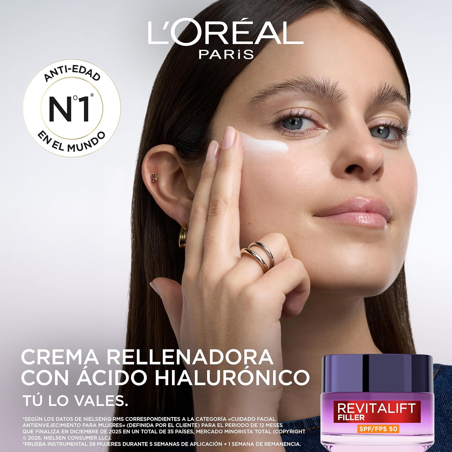 Detalle 2 de L'Oréal Paris Revitalift Filler SPF 50 ✨ Anti-edad y Ácido Hialurónico