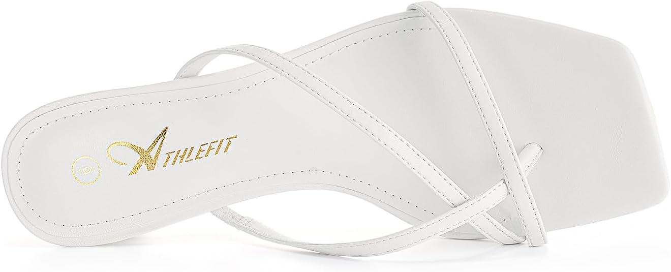 Thumbnail 3 de Athlefit Women’s Strappy Kitten Heels Flip Flops with Square Open Toe and Low Heel