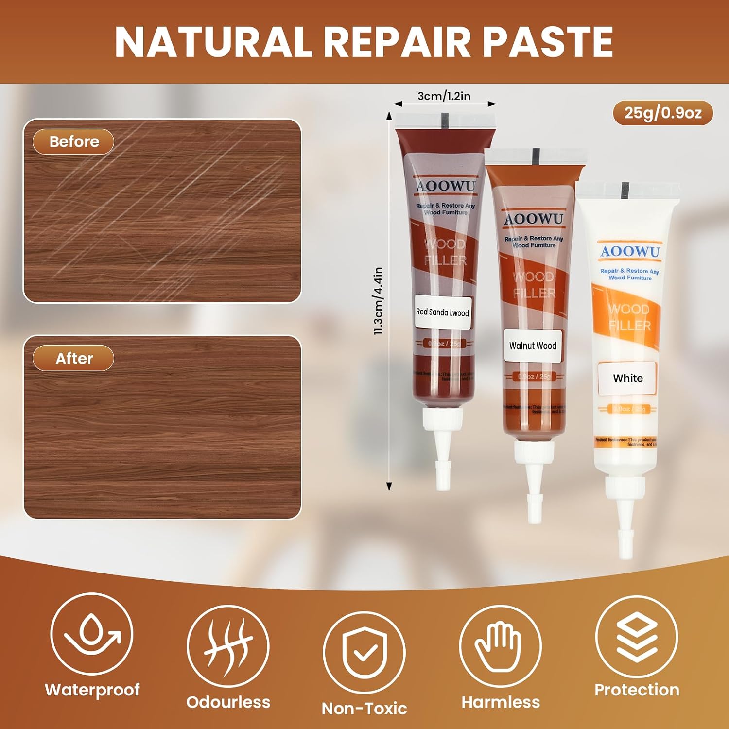 Detalle 2 de AOOWU 4649930 Wood Repair Kit, 12 Colours for Floors and Furniture