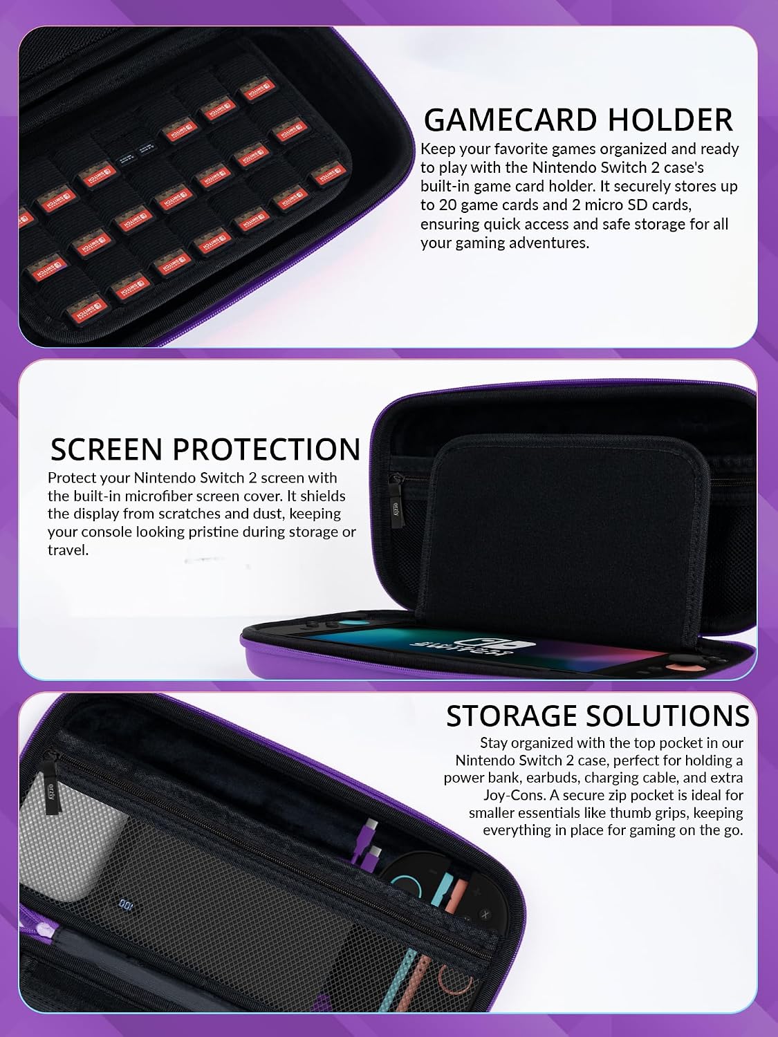 Detalle de Orzly Tragetasche für Nintendo Switch 2 (2025) – Hard Case mit 7,9-Zoll-Bildschirmschutz & Smart Storage