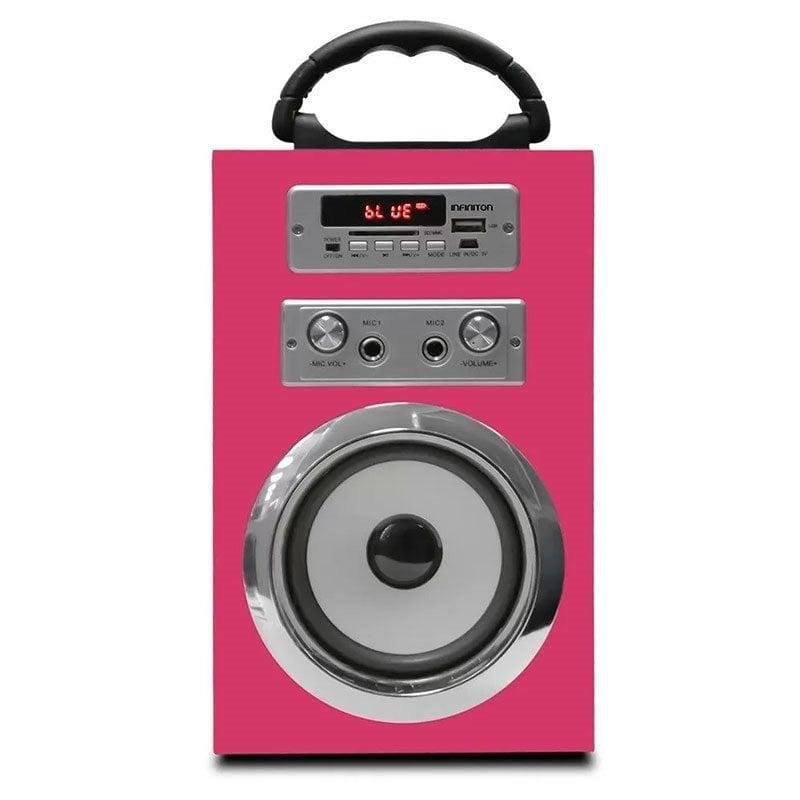 Detalle 2 de Altavoces Infiniton Portátil Bluetooth 5W Rosa con karaoke y mando