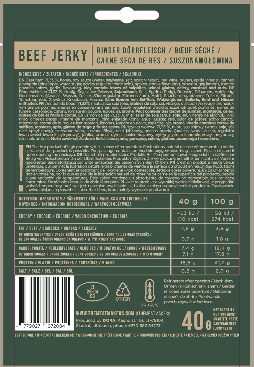 Thumbnail 6 de The Meat Makers Beef Bar (12x25g) – proteinreicher Rindfleisch-Snack für unterwegs