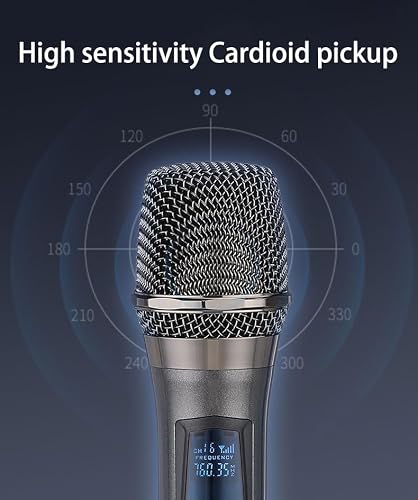 Detalle 2 de HUACAM Wireless Microphone System: Rechargeable Dual Handheld Mics, 200 ft Range