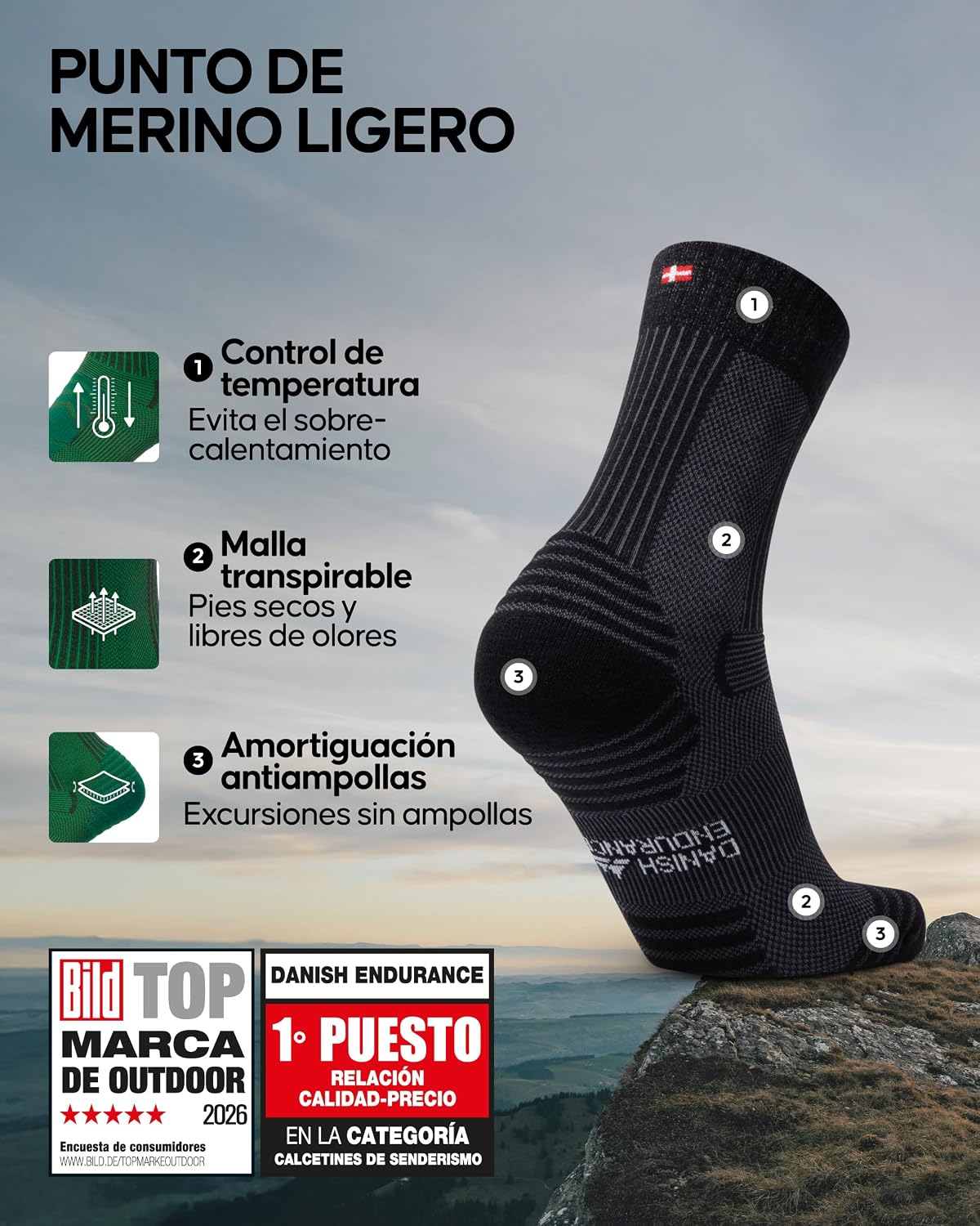 Detalle 2 de DANISH ENDURANCE Calcetines merino 3 o 5 pack