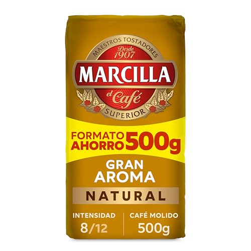 Detalle de Marcilla Café Molido Natural 500 g – Intensidad 8 para cafetera italiana, filtro o pistón