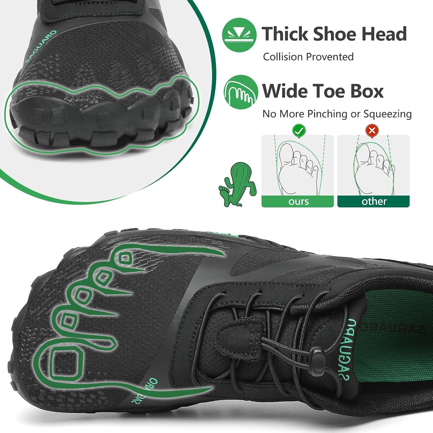 Detalle de SAGUARO Uomo Scarpe Barefoot antiscivolo ad asciugatura rapida per trail, outdoor e indoor