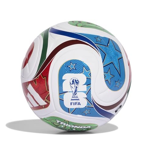 Detalle de adidas Unisex FIFA World Cup 26 Trionda League Ball – Weiß/Team Royal Blue/Solar Blue/Power Red, Größe 5