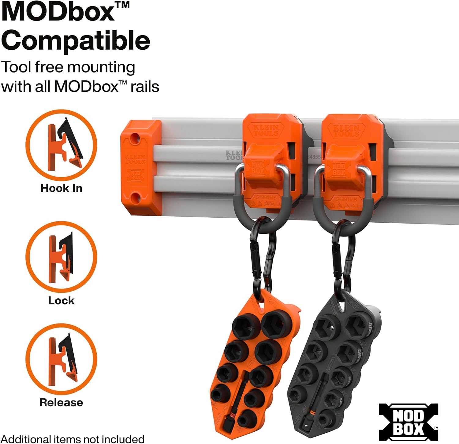 Detalle de KLEIN TOOLS 54861MB MODbox 壁面用Dリング 2個セット、工具不要・最大50ポンド対応
