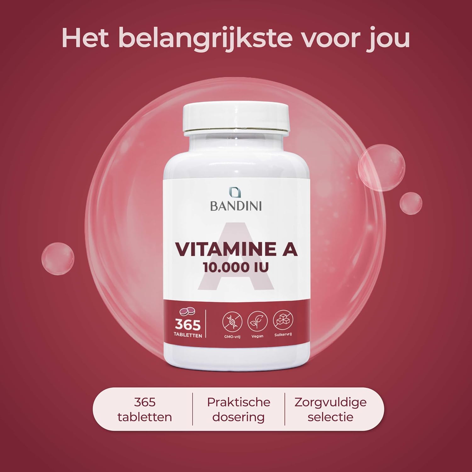 Thumbnail 3 de Bandini Pure Vitamine A: 365 veganistische microtabletten met retinylacetaat