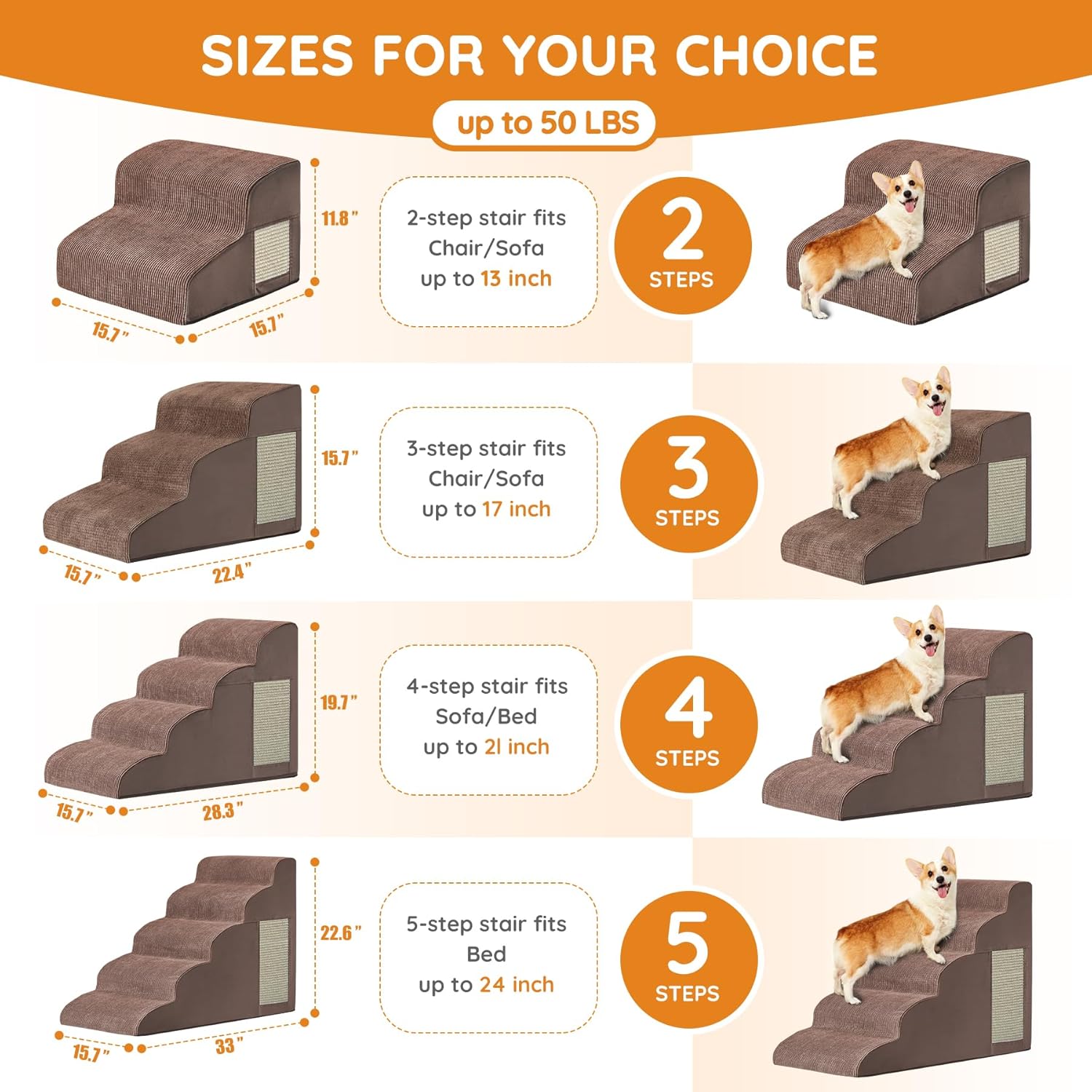 Thumbnail 1 de Dog Pet Stairs 3-Step Curved Ramp