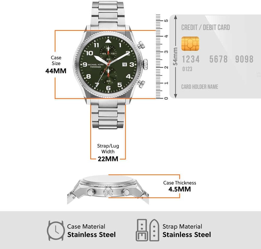Thumbnail 6 de Michael Kors Herren-Uhren Analog Quarz 32029933 – 100-m-Wasserschutz & grünes Zifferblatt