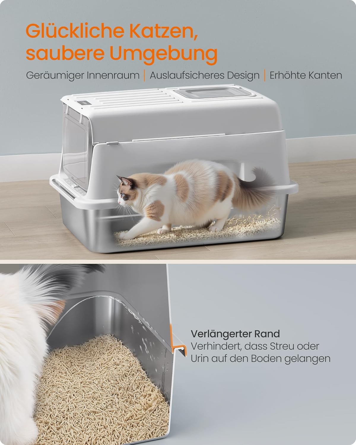 Detalle 2 de Feandrea PPT007GD01 Katzenklo 28 L 🐾
