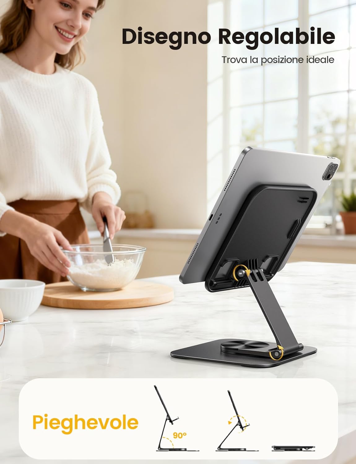 Thumbnail 2 de Lamicall Supporto per Tablet da Tavolo con Base Metallo Girevole 360° – Slim 15 mm