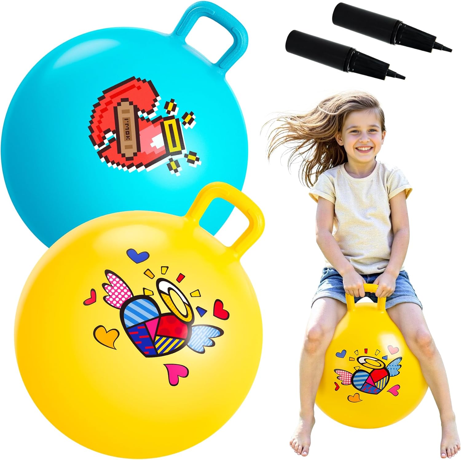 U&C Planet 2 Pack 18 Inch Space Hopper: Anti-Slip Bouncy Balls for Kids 3–5