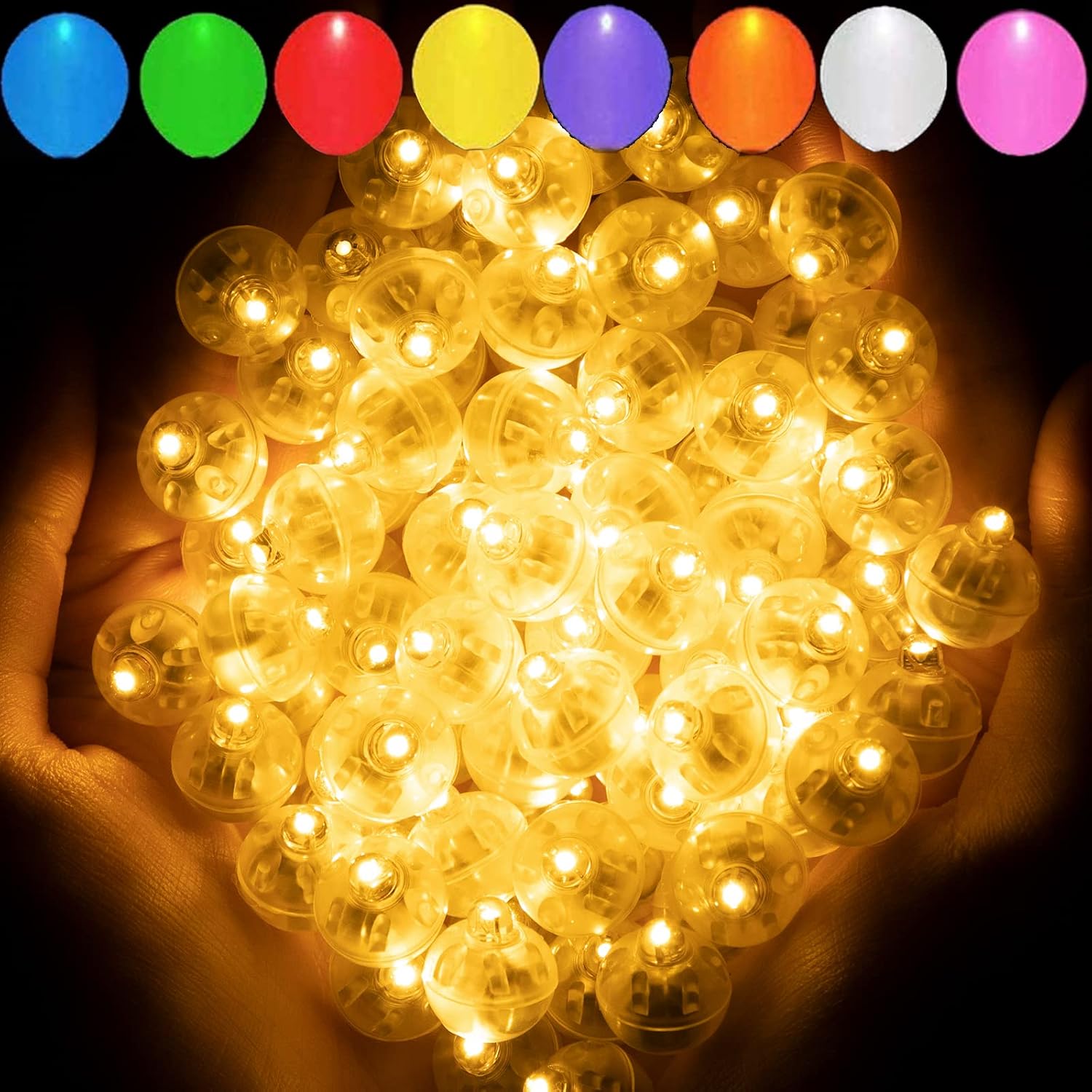 Detalle de Aogist Aogist-01 LED Balloon Lights, 100 Count, Warm White and Waterproof