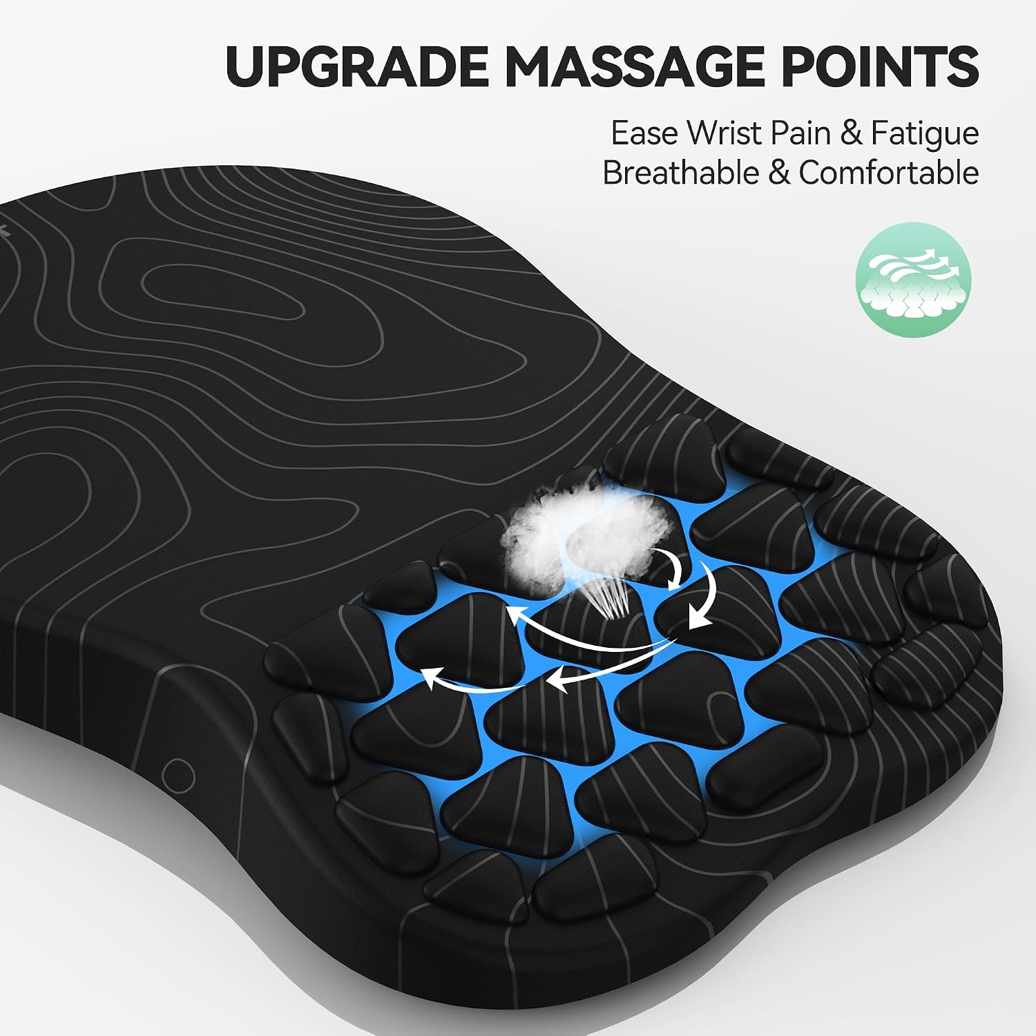 Detalle 2 de TECKNET Ergonomic Mouse Pad with Wrist Rest, Memory Foam and Massage Design
