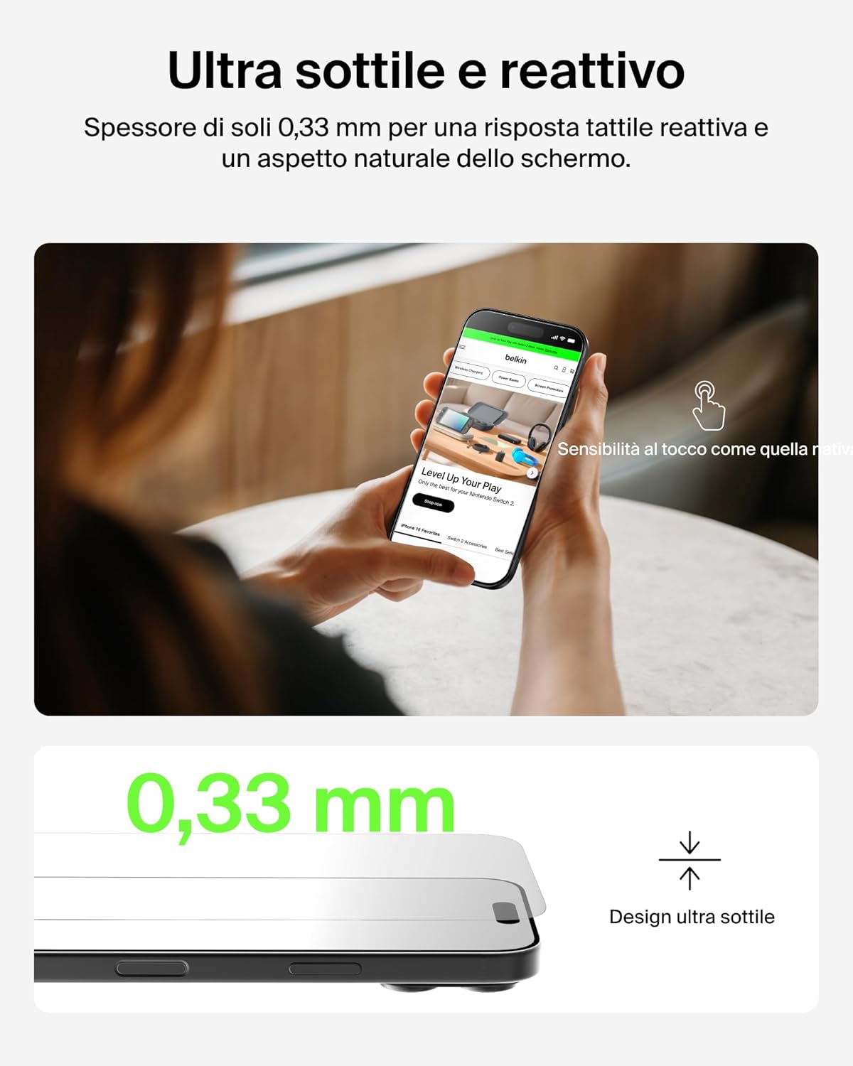Detalle 2 de Belkin ScreenForce TemperedGlass per iPhone 17 Pro