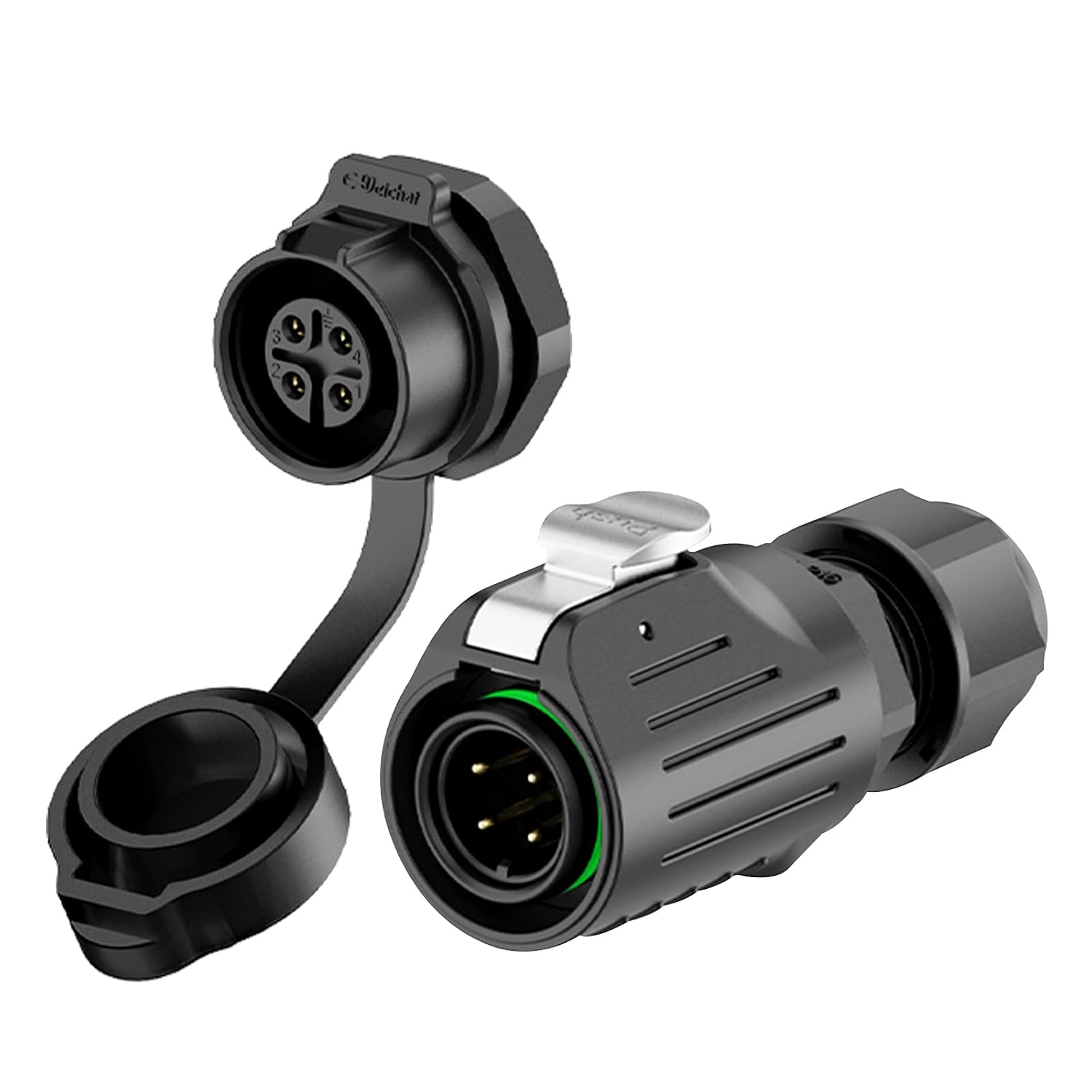 Detalle de E-WeiChat EW-LP16 IP68 waterproof M16 4-pin circular connector (male plug + female socket)